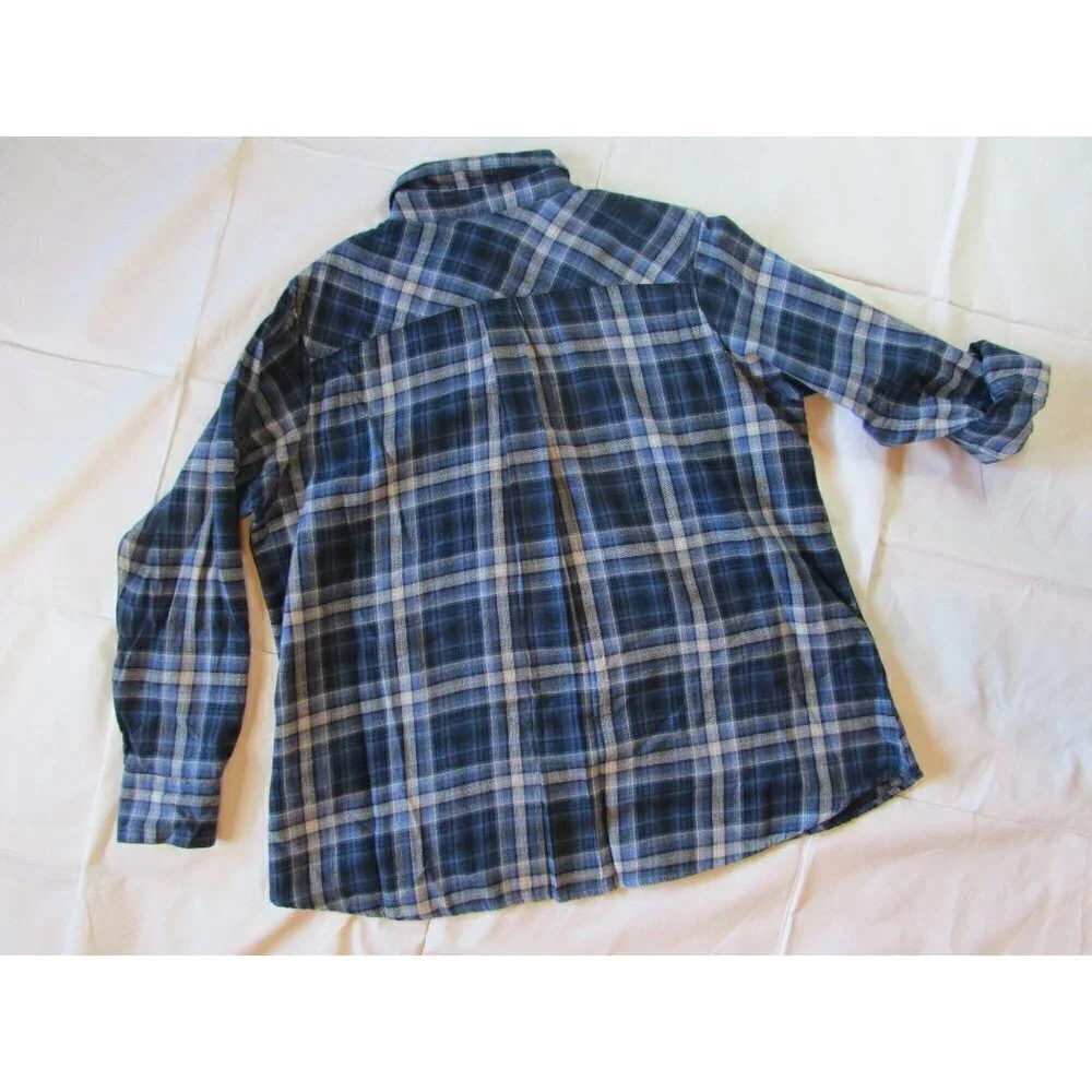 Ariat REAL Women's 2XL Long Sleeve Billie Jean Plaid Button Down Shirt - Blue - Picture 3 of 4